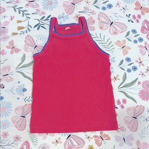 Pink Tank Top with Blue Trim